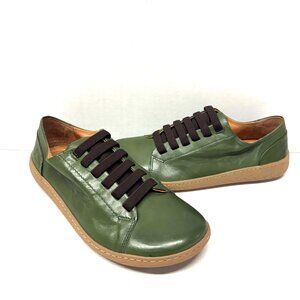 MIZ MOOZ LEATHER LACE UP CASUAL SLIP ON FLATS FOREST GREEN 37EU / 7US S-16